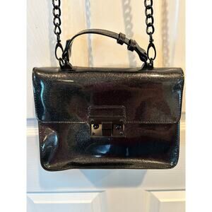 Steve Madden Lincoln Push Lock Black Satchel Crossbody Purse - EUC